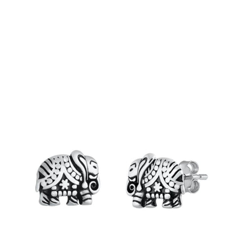 Sterling Silver Elephant Stud Earrings