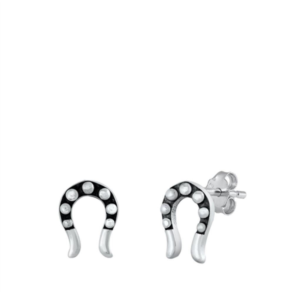 Sterling Silver Horseshoe Stud Earrings - silverdepot