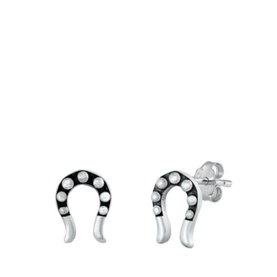 Sterling Silver Horseshoe Stud Earrings - silverdepot