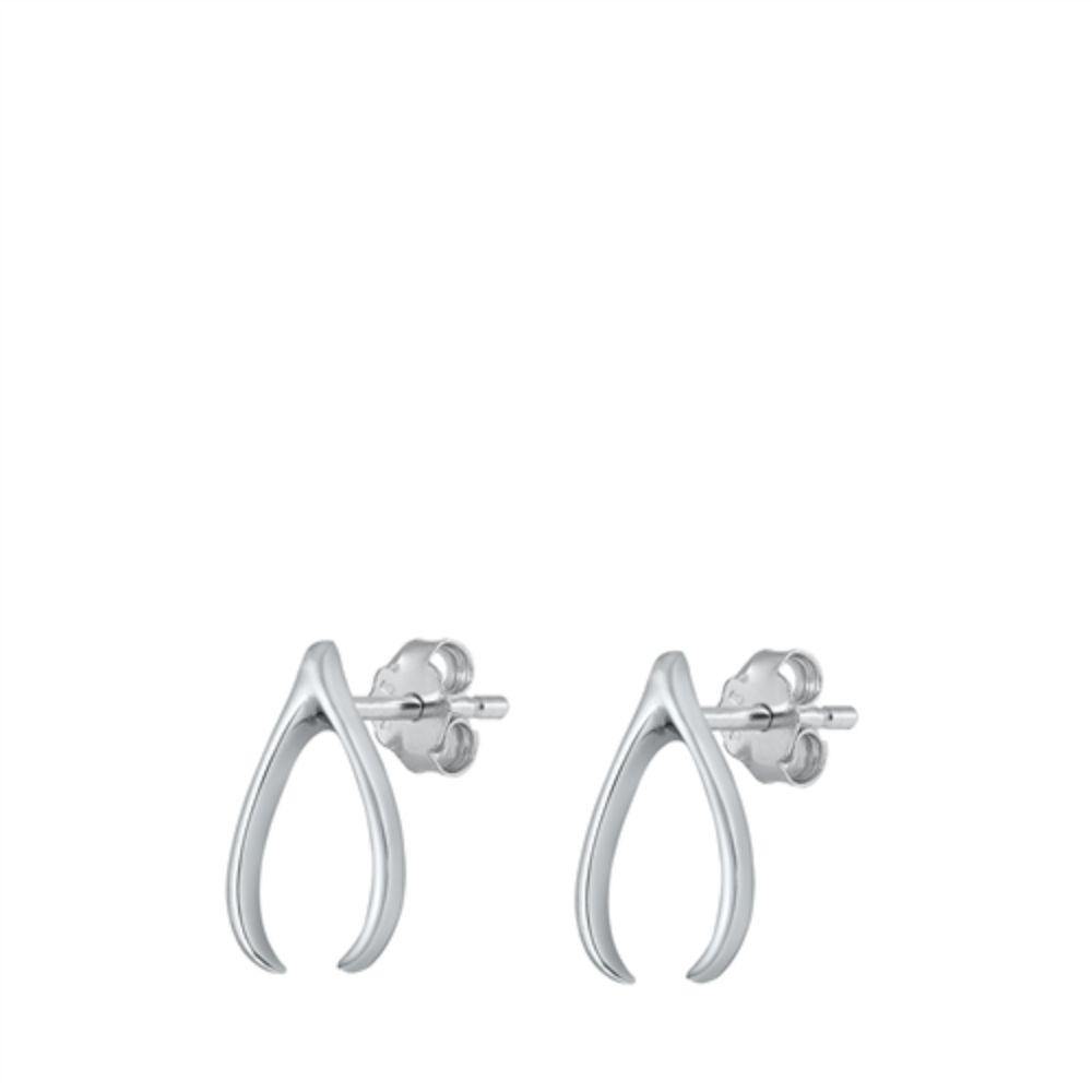 Sterling Silver Wishbone Stud Earrings - silverdepot