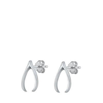 Sterling Silver Wishbone Stud Earrings - silverdepot