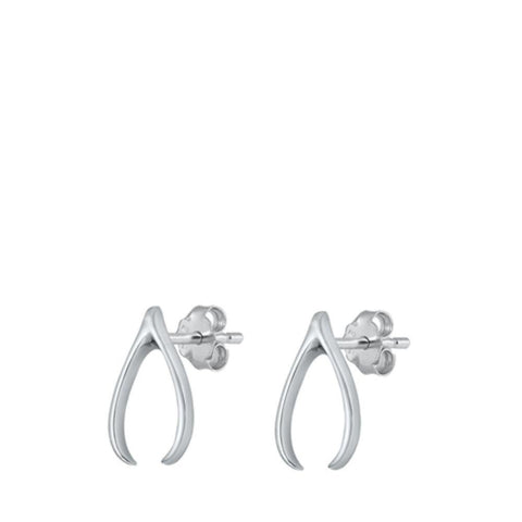 Sterling Silver Wishbone Stud Earrings