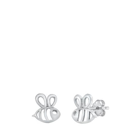 Sterling Silver Oxidized Bumble Bee Stud Earrings