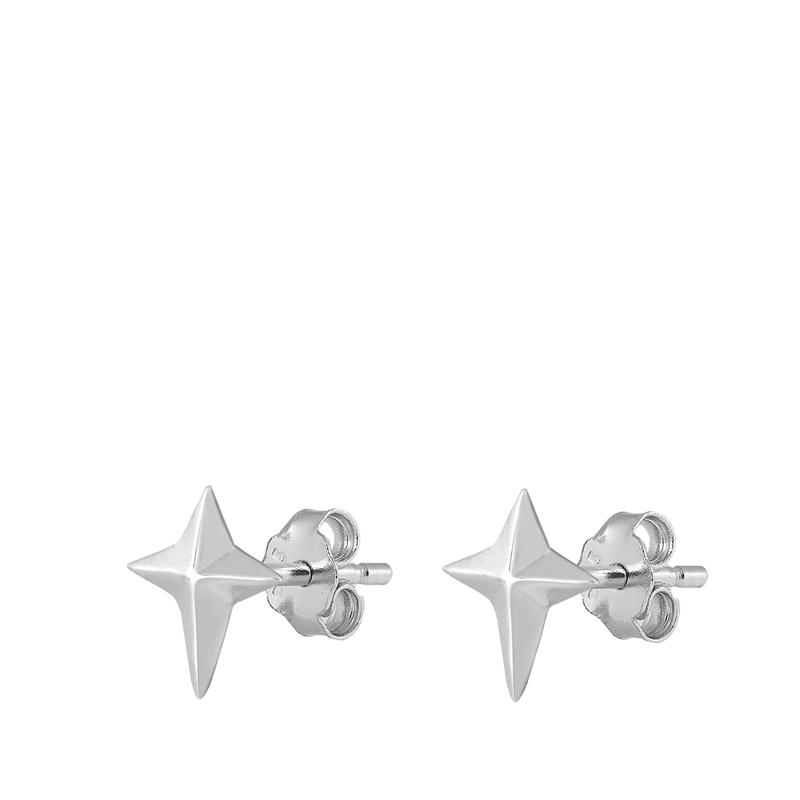 Sterling Silver Oxidized North Star Stud Earrings