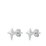 Sterling Silver Oxidized North Star Stud Earrings