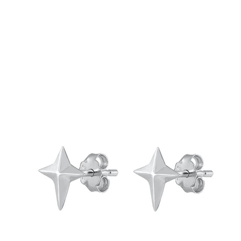 Sterling Silver Oxidized North Star Stud Earrings