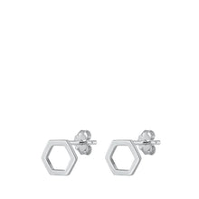Load image into Gallery viewer, Sterling Silver Oxidized Hexagon Stud Earrings