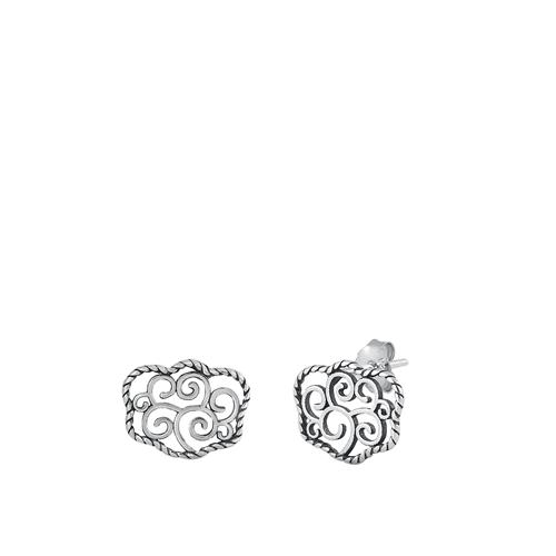 Sterling Silver Oxidized Cloud Swirls Stud Earrings