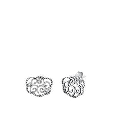 Sterling Silver Oxidized Cloud Swirls Stud Earrings