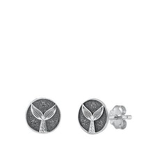 Load image into Gallery viewer, Sterling Silver Oxidized Mermaid Tail Stud Earrings