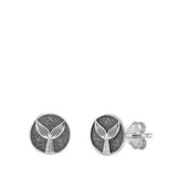 Sterling Silver Oxidized Mermaid Tail Stud Earrings
