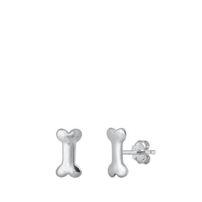Sterling Silver Oxidized Dog Bone Stud Earrings