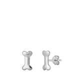 Sterling Silver Oxidized Dog Bone Stud Earrings