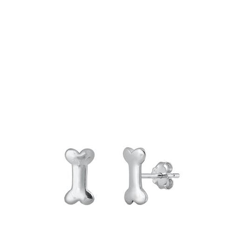 Sterling Silver Oxidized Dog Bone Stud Earrings