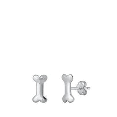 Sterling Silver Oxidized Dog Bone Stud Earrings