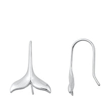 Load image into Gallery viewer, Sterling Silver Rhodium Plated Whale Tail Stud Earrings