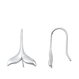 Sterling Silver Rhodium Plated Whale Tail Stud Earrings