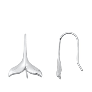 Sterling Silver Rhodium Plated Whale Tail Stud Earrings