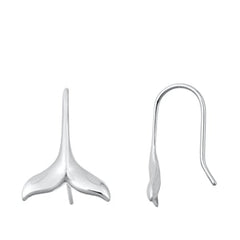 Sterling Silver Rhodium Plated Whale Tail Stud Earrings