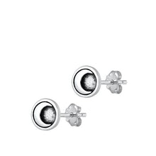Load image into Gallery viewer, Sterling Silver Oxidized Crescent Moon Stud Earrings