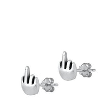 Load image into Gallery viewer, Sterling Silver Oxidized Middle Finger Stud Earrings
