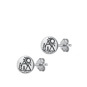 Sterling Silver Oxidized Forest Stud Earrings