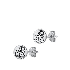 Sterling Silver Oxidized Forest Stud Earrings