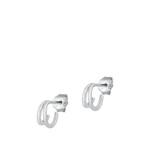 Load image into Gallery viewer, Sterling Silver Rhodium Plated Double Hoop Stud Earrings
