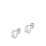 Sterling Silver Rhodium Plated Double Hoop Stud Earrings