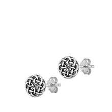 Load image into Gallery viewer, Sterling Silver Oxidized Celtic Stud Earrings