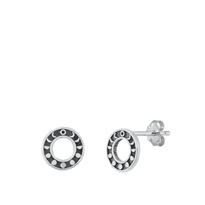 Sterling Silver Oxidized Moon Phases Earrings