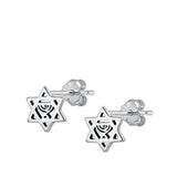 Sterling Silver Oxidized Star of David Stud Earrings