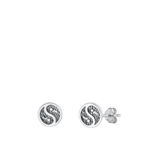 Load image into Gallery viewer, Sterling Silver Oxidized Yin Yang Stud Earrings