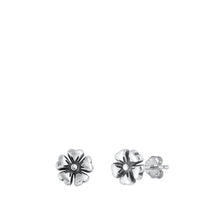Load image into Gallery viewer, Sterling Silver Oxidized Flower Assorted Plain Earrings