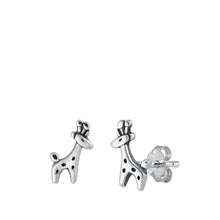 Load image into Gallery viewer, Sterling Silver Oxidized Giraffe Earrings