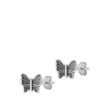 Load image into Gallery viewer, Sterling Silver Oxidized Butterfly Earrings