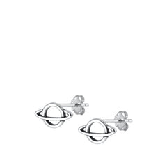 Sterling Silver Oxidized Saturn Earrings