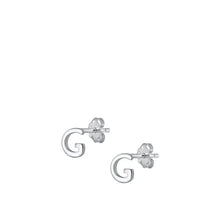 Load image into Gallery viewer, Sterling Silver Oxidized Rhodium Plated Letter G Stud Earrings