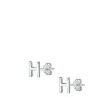 Load image into Gallery viewer, Sterling Silver Oxidized Rhodium Plated Letter H Stud Earrings