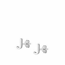 Load image into Gallery viewer, Sterling Silver Oxidized Rhodium Plated Letter J Stud Earrings