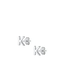 Load image into Gallery viewer, Sterling Silver Oxidized Rhodium Plated Letter K Stud Earrings