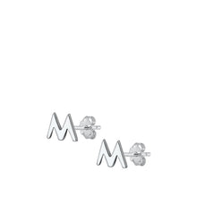 Load image into Gallery viewer, Sterling Silver Oxidized Rhodium Plated Letter M Stud Earrings