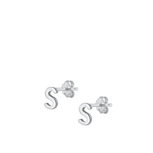 Load image into Gallery viewer, Sterling Silver Oxidized Rhodium Plated Letter S Stud Earrings