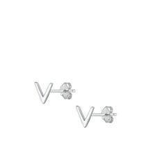Load image into Gallery viewer, Sterling Silver Oxidized Rhodium Plated Letter V Stud Earrings