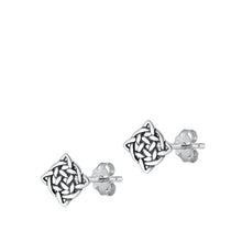 Load image into Gallery viewer, Sterling Silver Oxidized Diamond Shape Celtic Stud Earrings