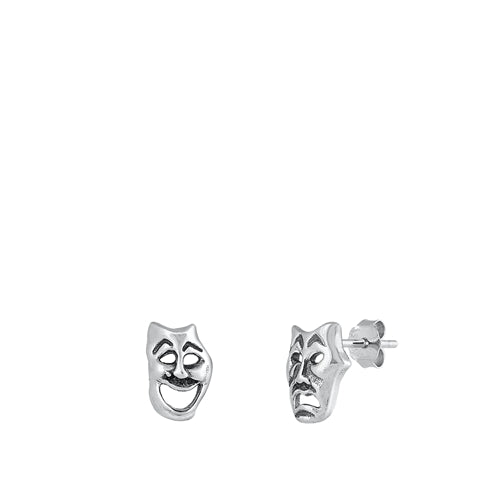 Sterling Silver Oxidized Theatre Masks Stud Earrings