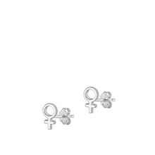 Load image into Gallery viewer, Sterling Silver Rhodium Plated Female Symbol Stud Earrings
