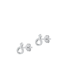 Load image into Gallery viewer, Sterling Silver Rhodium Plated Male Symbol Stud Earrings
