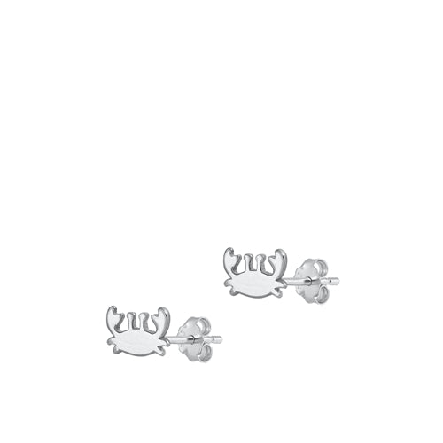 Sterling Silver Rhodium Plated Crab Stud Earrings