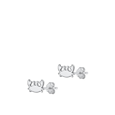 Sterling Silver Rhodium Plated Crab Stud Earrings